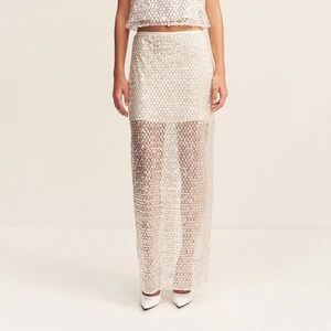 Shona Joy Silver Sequin Skirt Set